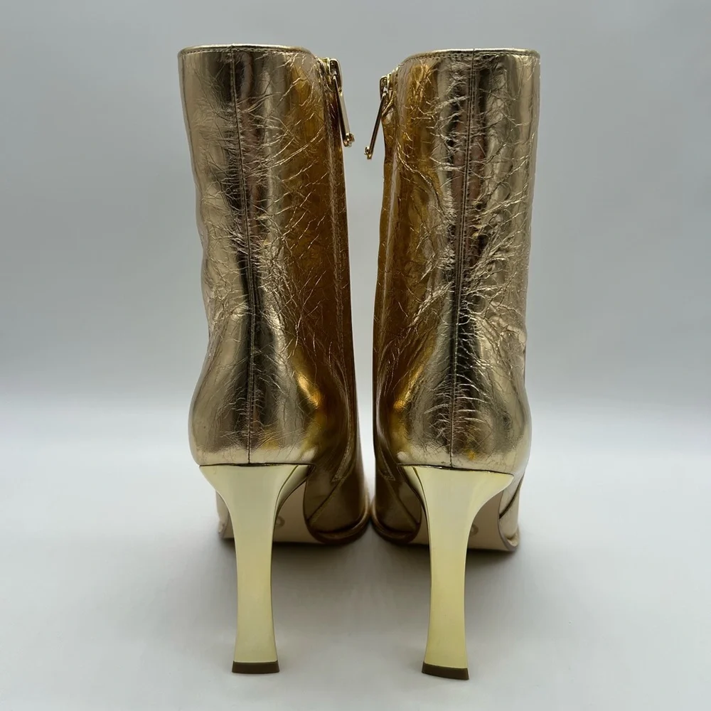 MICHAEL Michael Kors Kelsea Bootie Pale Gold Leather Heeled Ankle Boots 6M NWB - Picture 8 of 12